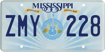 MS license plate ZMY228