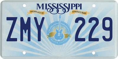 MS license plate ZMY229