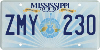 MS license plate ZMY230