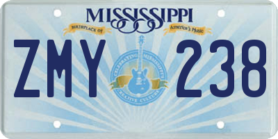 MS license plate ZMY238