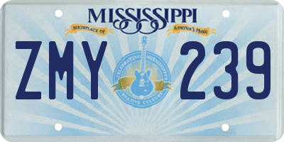 MS license plate ZMY239