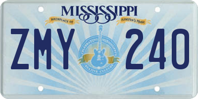 MS license plate ZMY240