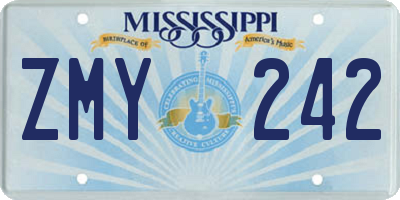 MS license plate ZMY242