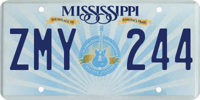 MS license plate ZMY244