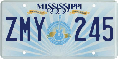 MS license plate ZMY245