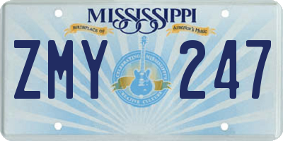 MS license plate ZMY247