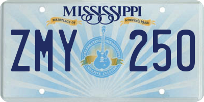 MS license plate ZMY250