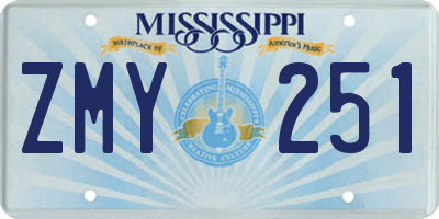 MS license plate ZMY251