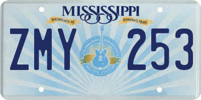 MS license plate ZMY253