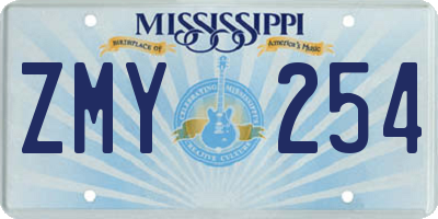 MS license plate ZMY254