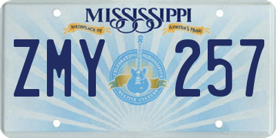 MS license plate ZMY257