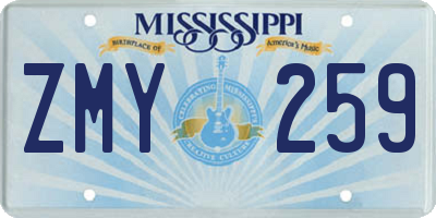 MS license plate ZMY259