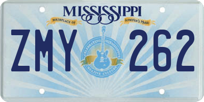 MS license plate ZMY262
