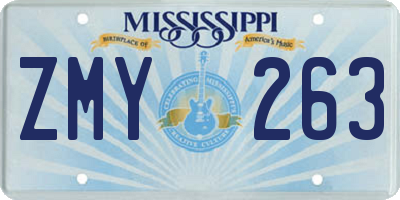 MS license plate ZMY263