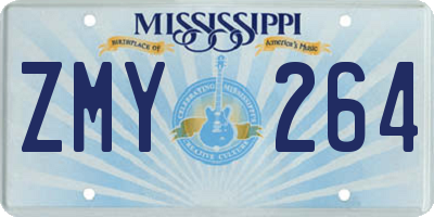 MS license plate ZMY264