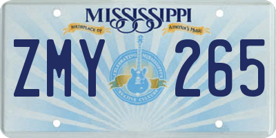 MS license plate ZMY265