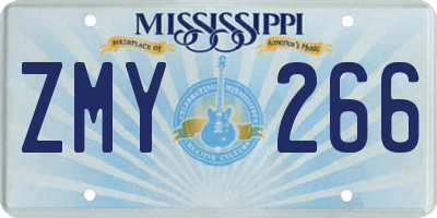 MS license plate ZMY266