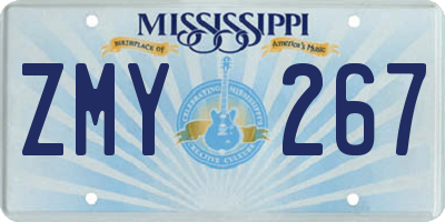 MS license plate ZMY267