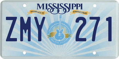 MS license plate ZMY271