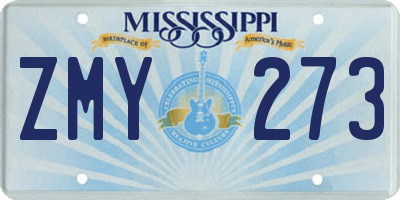 MS license plate ZMY273