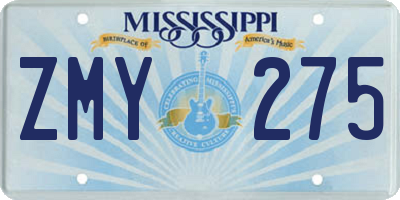MS license plate ZMY275