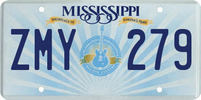 MS license plate ZMY279