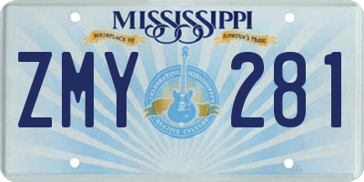 MS license plate ZMY281