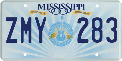 MS license plate ZMY283