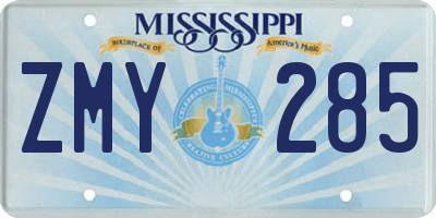MS license plate ZMY285