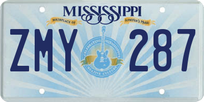 MS license plate ZMY287
