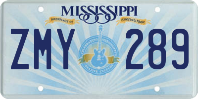 MS license plate ZMY289