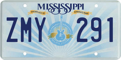 MS license plate ZMY291