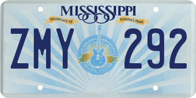 MS license plate ZMY292
