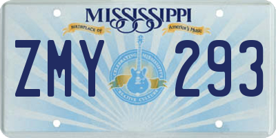 MS license plate ZMY293