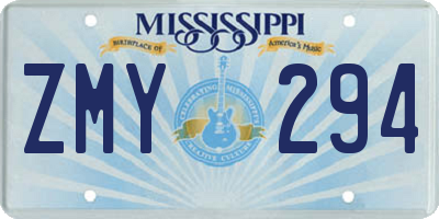 MS license plate ZMY294