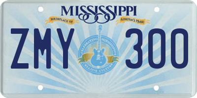 MS license plate ZMY300