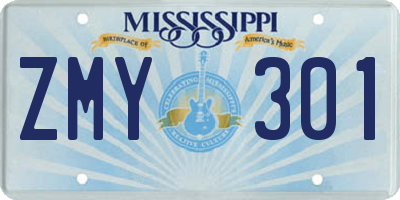 MS license plate ZMY301