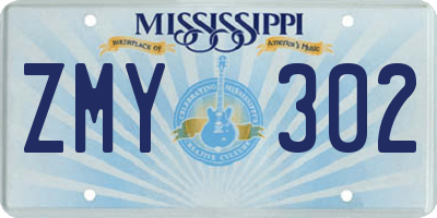 MS license plate ZMY302