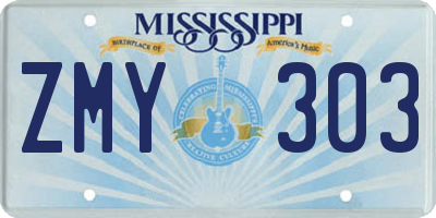 MS license plate ZMY303