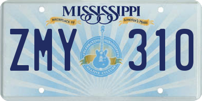 MS license plate ZMY310