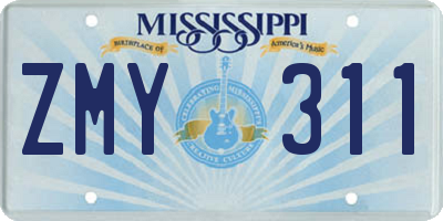 MS license plate ZMY311