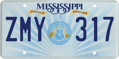 MS license plate ZMY317