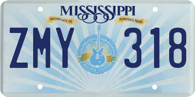 MS license plate ZMY318