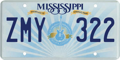 MS license plate ZMY322
