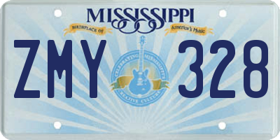 MS license plate ZMY328