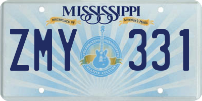 MS license plate ZMY331