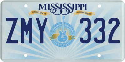 MS license plate ZMY332
