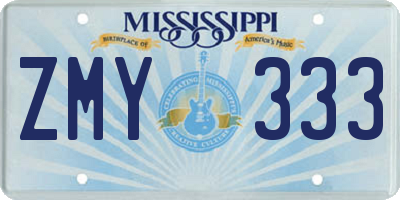 MS license plate ZMY333