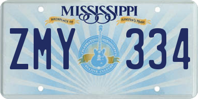 MS license plate ZMY334