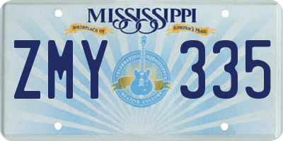 MS license plate ZMY335